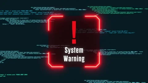 System warning, running source code and computer language, data, computer hacked Stock Footage 335050668