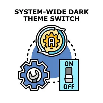 System wide dark theme switching mode concept イラスト素材
