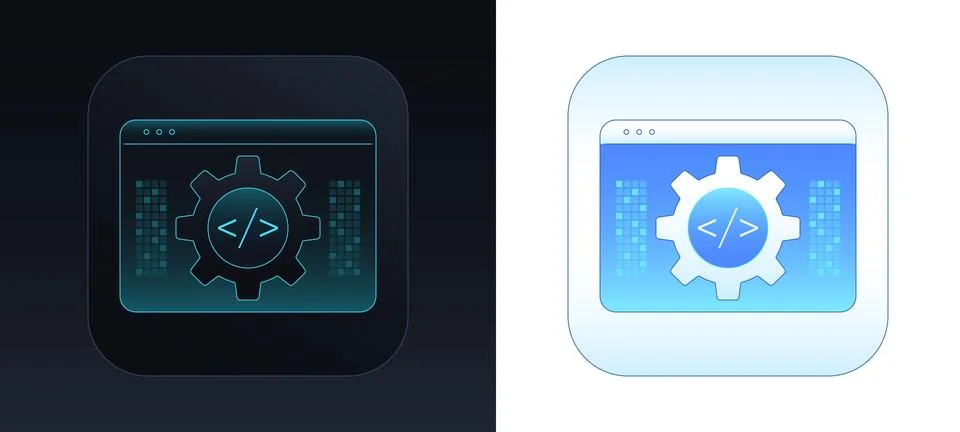System window with code setting. Developer and programmer tool, API for sof.. Illustrazione stock