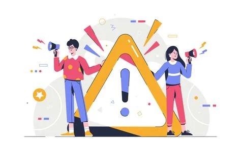 System Work Error. Attention or warning information. Announce on megaphone Stock Illustration
