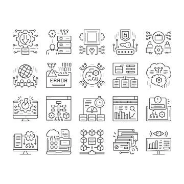 System Work Process Collection Icons Set Vector . Stock Illustration