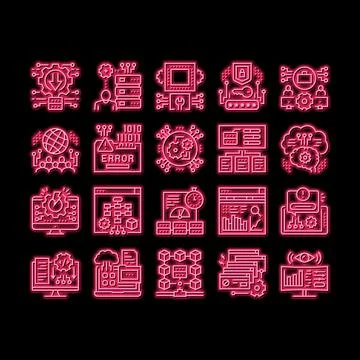 System Work Process neon glow icon illustration Illustrazione stock