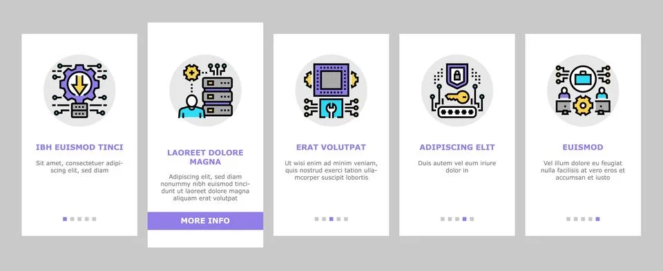 System Work Process Onboarding Icons Set Vector イラスト素材