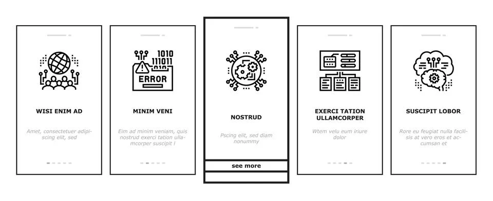 System Work Process Onboarding Icons Set Vector 스톡 일러스트