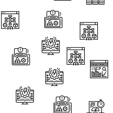 System Work Process Vector Seamless Pattern 스톡 일러스트