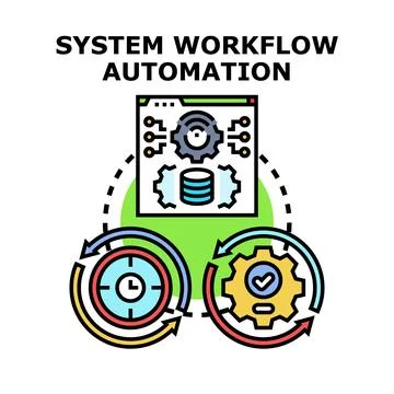 System workflow automation optimizing business process technology Stock Illustration