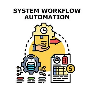 System workflow automation optimizing digital business process Illustrazione stock