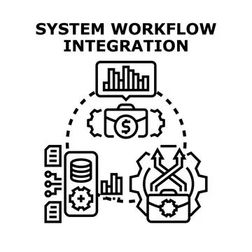 System workflow integration managing business data processing Stockillustratie