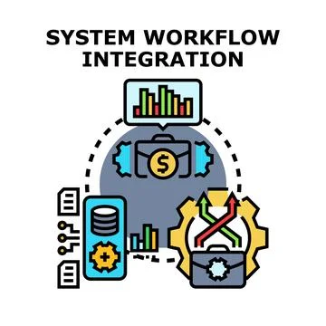 System workflow integration managing business data processing Stock Illustration