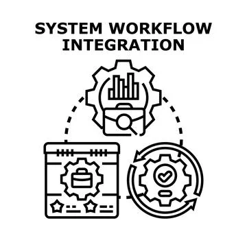 System workflow integration process optimization concept illustration Illustrazione stock