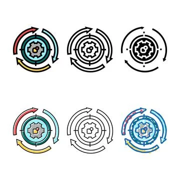 System working process color icon vector stylized 스톡 일러스트