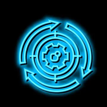 System working process neon glow icon illustration Stock Illustration