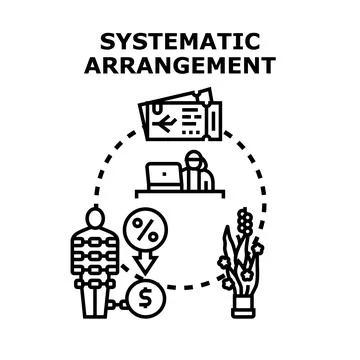 Systematic arrangement planning a structured financial process Stock Illustration
