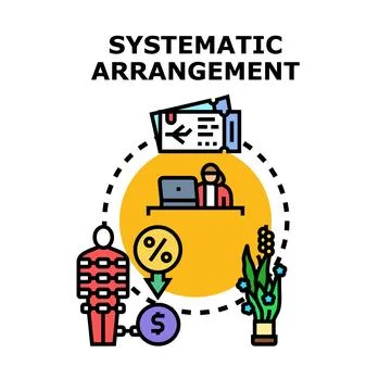 Systematic arrangement planning a structured financial process Stock Illustration