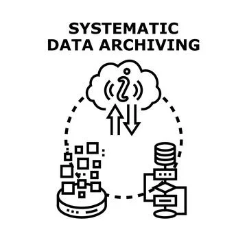 Systematic data archiving process and cloud storage concept Stock Illustration