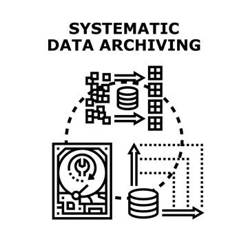 Systematic data archiving process for digital information backup Stock Illustration