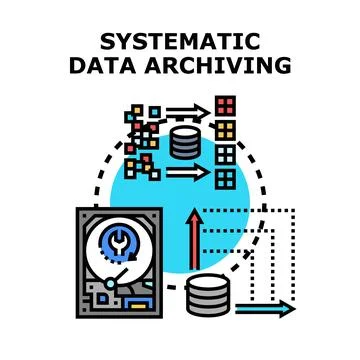 Systematic data archiving process for digital information backup Illustrazione stock