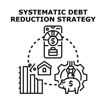 Systematic debt reduction strategy financial management illustration 스톡 일러스트