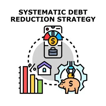 Systematic debt reduction strategy financial management illustration Stock Illustration