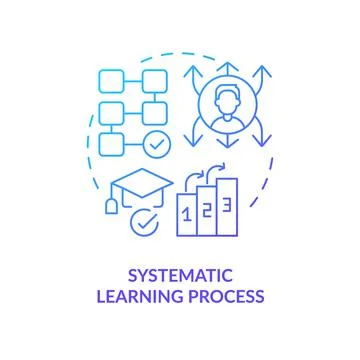 Systematic learning process blue gradient concept icon Stock Illustration