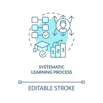 Systematic learning process turquoise concept icon Stock Illustration