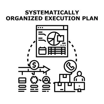 Systematic organized execution plan concept illustration vector Stock Illustration