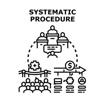 Systematic procedure planning developing implementing solution process Stock Illustration