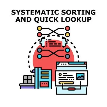 Systematic sorting and quick data lookup process Stock Illustration