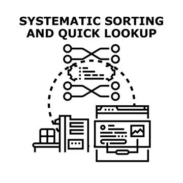 Systematic sorting and quick data lookup process イラスト素材