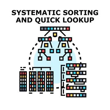 Systematic sorting and quick lookup data organization concept Stock Illustration