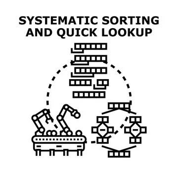 Systematic sorting and quick lookup concept illustration Stock Illustration