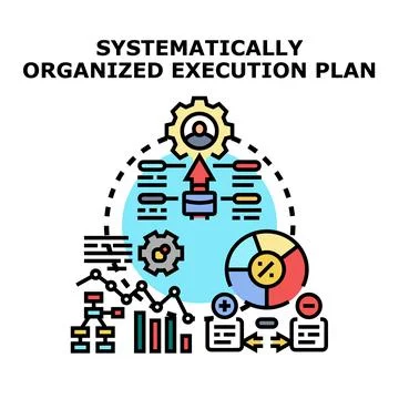 Systematically organized execution planning for business strategy Stock Illustration