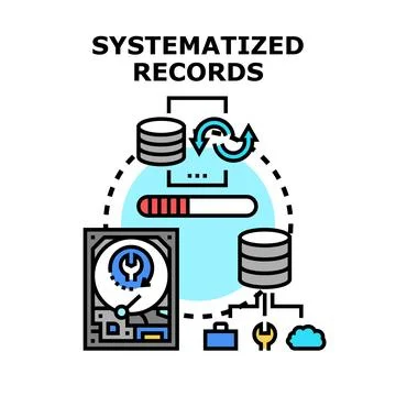 Systematized records concept for data organization and storage イラスト素材