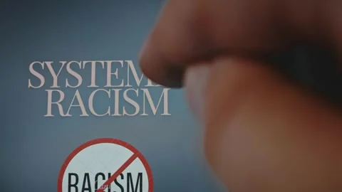 Systemic Racism themed graphic presentation viewed on a smartphone. No racism Stock Footage 289074539