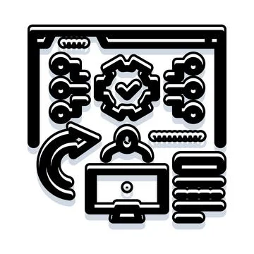 Systems analyst working on data security workflow Stock Illustration