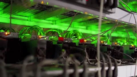 Systems are sharing data during crypto mining Video stock 245253634