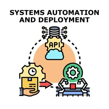 Systems automation and deployment concept using technology Stock Illustration