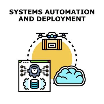 Systems automation and deployment concept with technology Stock Illustration