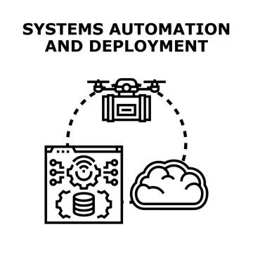 Systems automation and deployment concept with technology Stock Illustration
