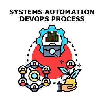 Systems automation devops process managing development workflow Stock Illustration