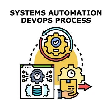 Systems automation devops process vector concept Illustrazione stock