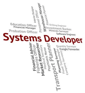 Systems Developer Indicates Work Words And Career Illustrazione stock