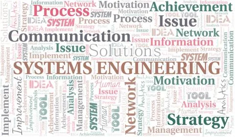 Systems Engineering typography vector word cloud. Stock Illustration