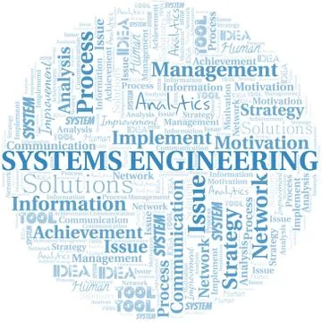 Systems Engineering typography vector word cloud. Stock Illustration