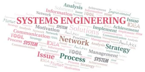 Systems Engineering typography vector word cloud. Stock Illustration