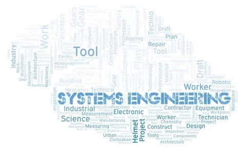 Systems Engineering typography word cloud create with the text only Stock Illustration