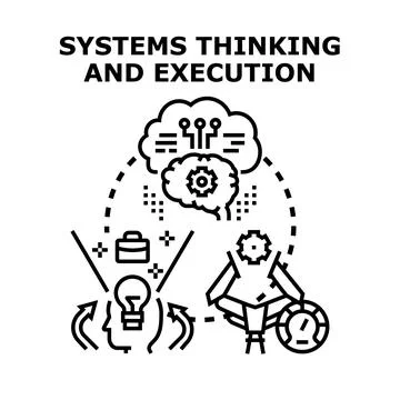 Systems thinking and execution process concept Stock Illustration