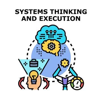 Systems thinking and execution process concept Stock Illustration