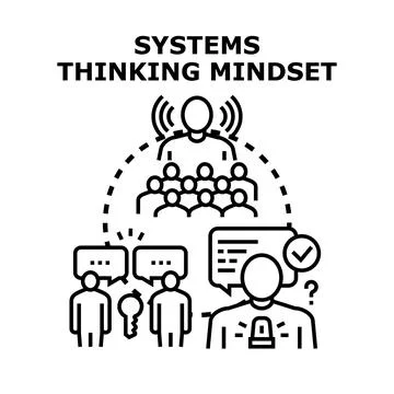Systems thinking mindset developing business strategy solution Stock Illustration