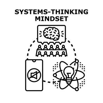 Systems thinking mindset developing process illustration Stock Illustration